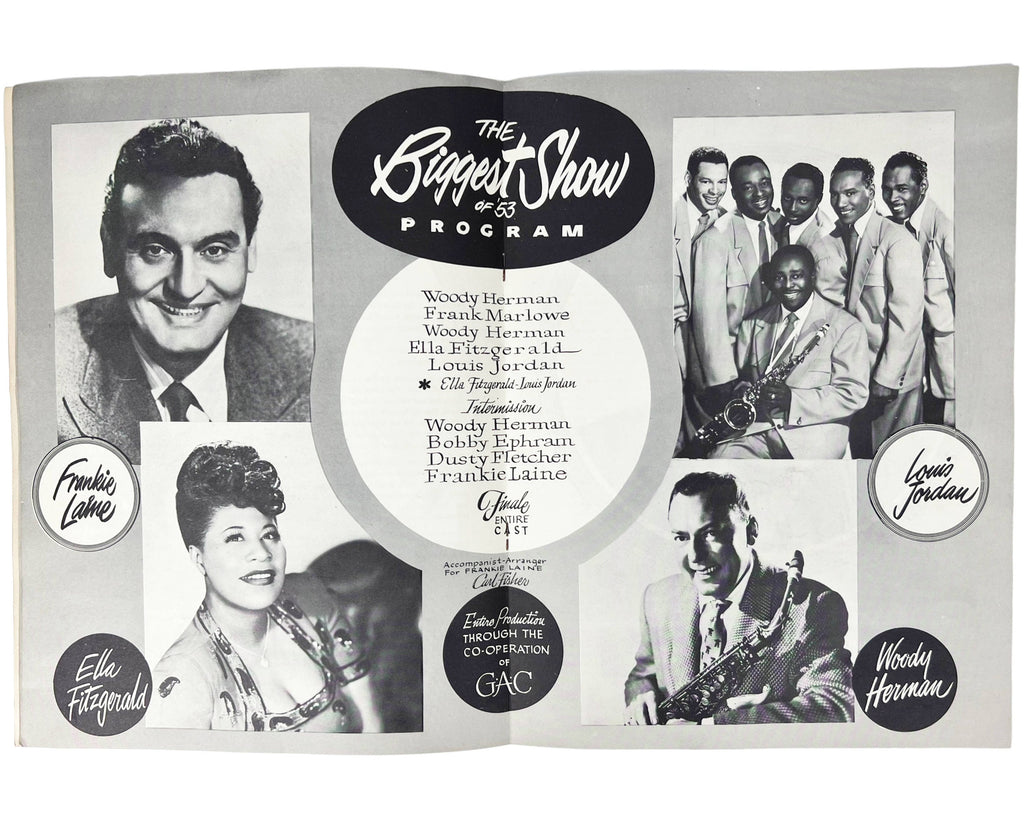 Vintage 1953 Concert Program Biggest Show of 53 Louis Jordan Frankie Laine Ella Fitzgerald RnB - Poppy's Vintage Clothing