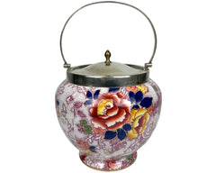 Vintage Biscuit Barrel Chintz Pottery Chinese Rose B&L Leighton Cookie Jar - Poppy's Vintage Clothing