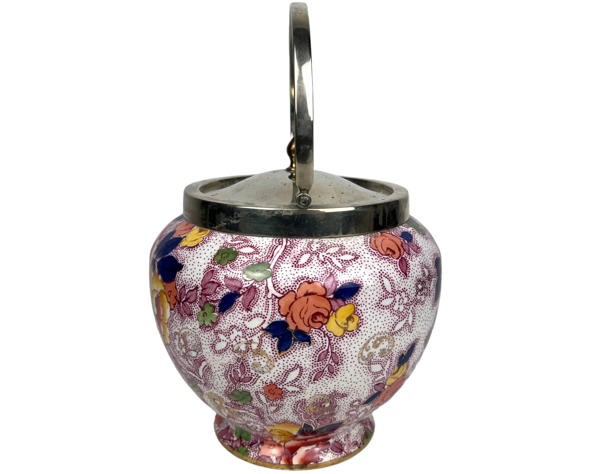 Vintage Biscuit Barrel Chintz Pottery Chinese Rose B&L Leighton Cookie Jar - Poppy's Vintage Clothing