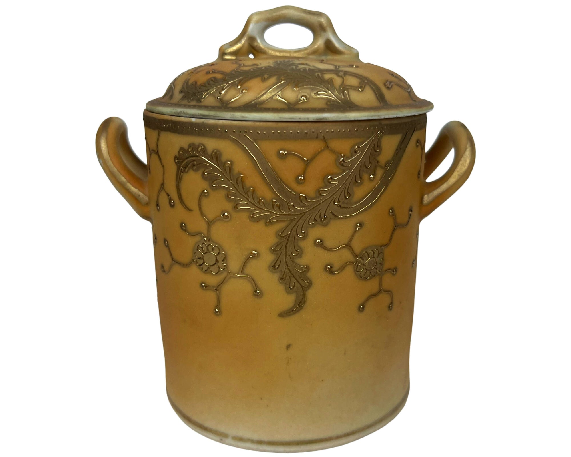 Vintage Nippon Condensed Milk Container Hand Painted Gold Decoration - Poppy's Vintage Clothing