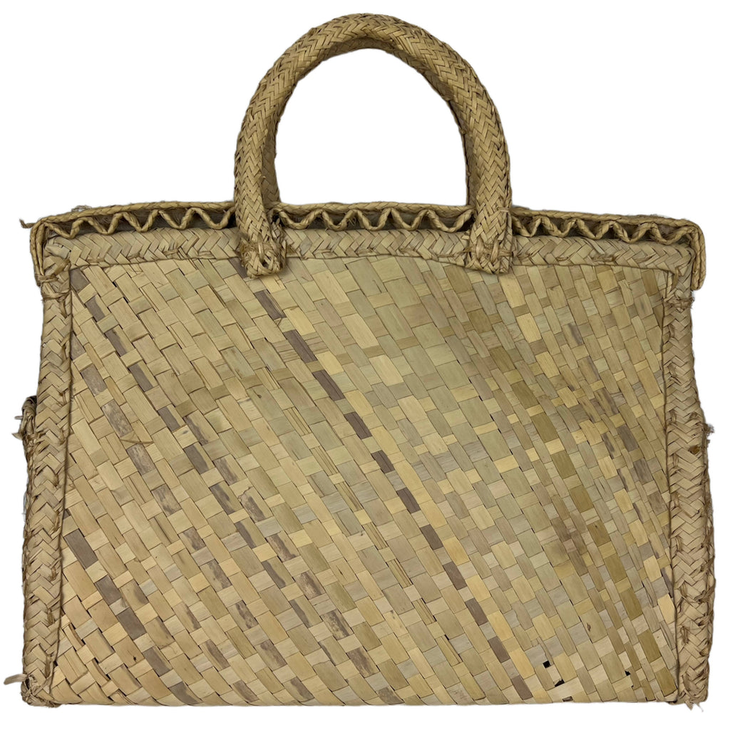 Vintage 1960s Embroidered Straw Tote Large Summer Handbag Purse British Hong Kong - Poppy's Vintage Clothing