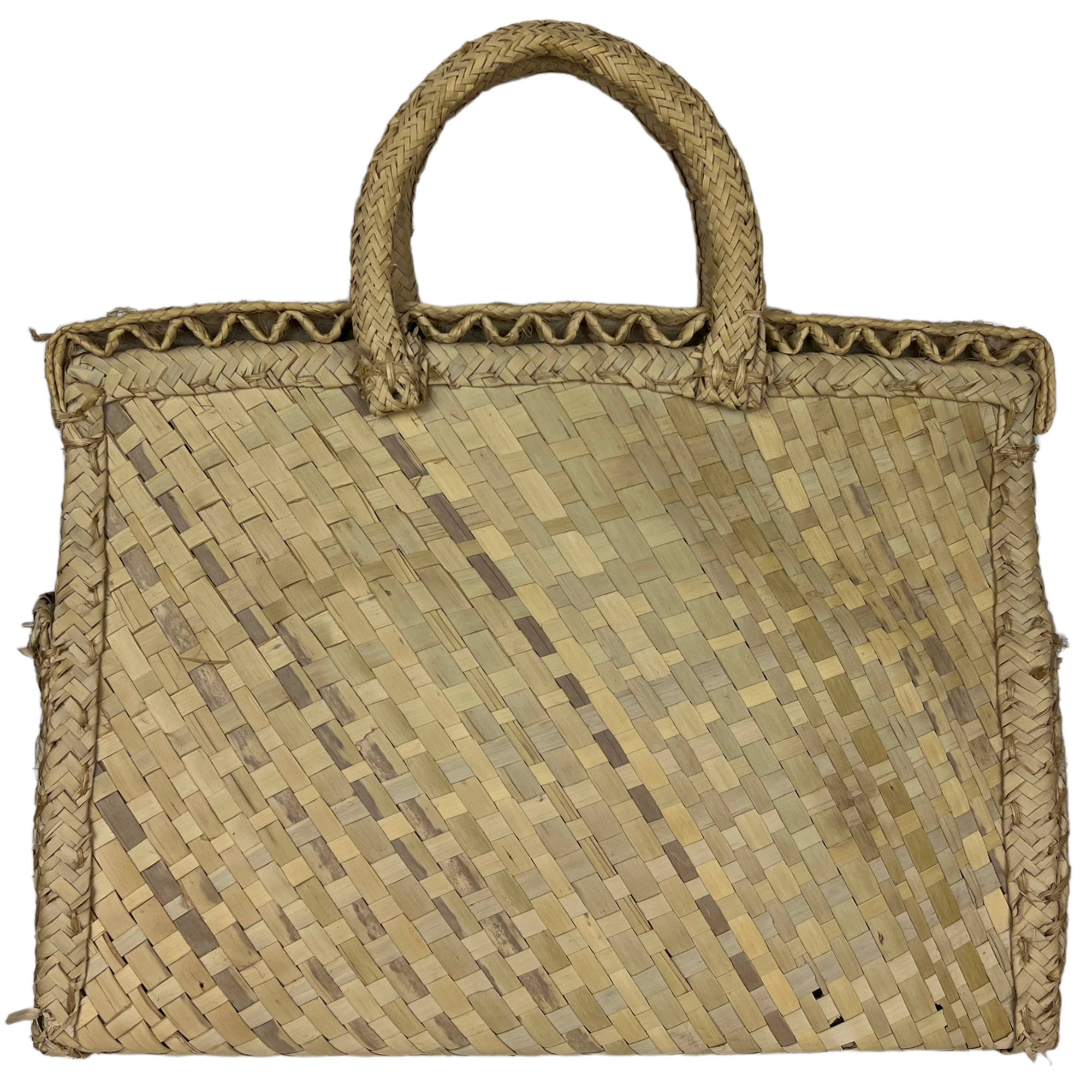 Vintage 1960s Embroidered Straw Tote Large Summer Handbag Purse British Hong Kong - Poppy's Vintage Clothing