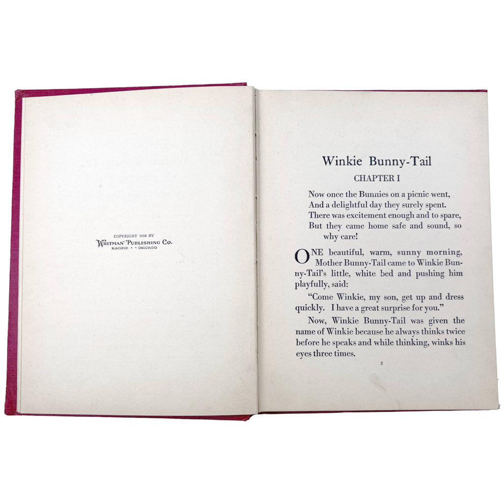 Antique Childrens Book Winkie Bunny Tail by Elizabeth Billings Stuart 1916 - Poppy's Vintage Clothing