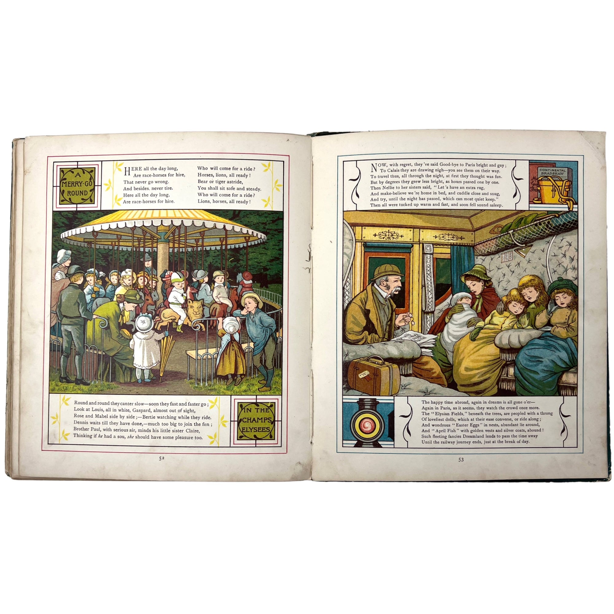 Antique Childrens Illustrated Book Abroad by Thos Crane & Ellen Houghton 1882 - Poppy's Vintage Clothing