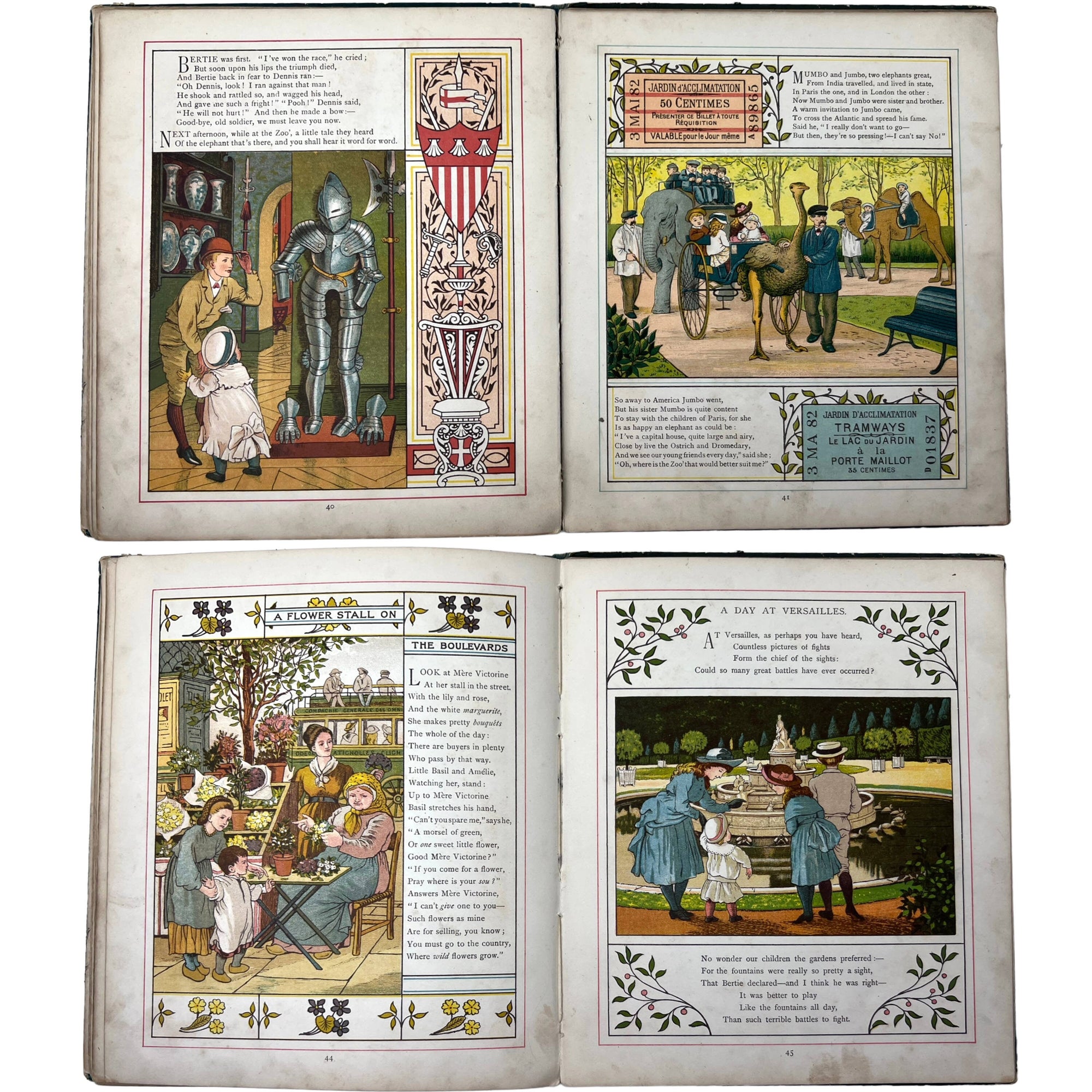Antique Childrens Illustrated Book Abroad by Thos Crane & Ellen Houghton 1882 - Poppy's Vintage Clothing