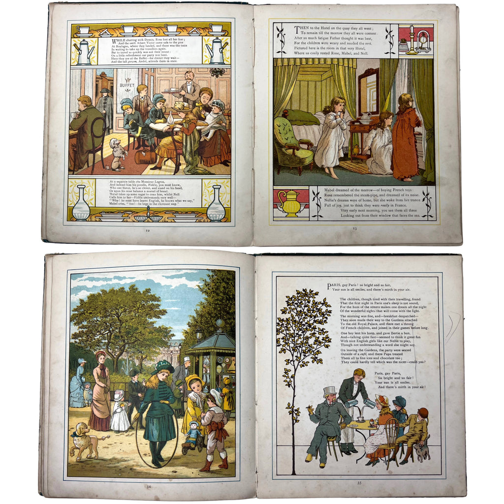 Antique Childrens Illustrated Book Abroad by Thos Crane & Ellen Houghton 1882 - Poppy's Vintage Clothing