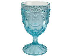 EAPG Dugan Victor Jewelled Heart Goblet Blue Glass c 1905 Original Antique - Poppy's Vintage Clothing
