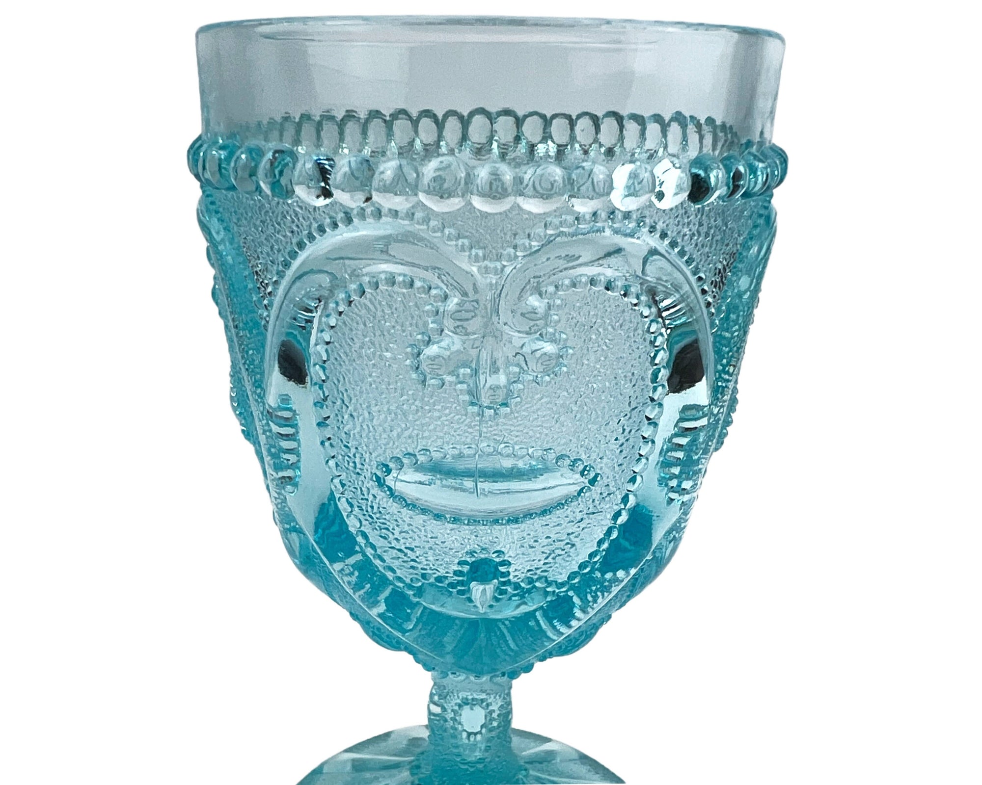 EAPG Dugan Victor Jewelled Heart Goblet Blue Glass c 1905 Original Antique - Poppy's Vintage Clothing