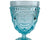 EAPG Dugan Victor Jewelled Heart Goblet Blue Glass c 1905 Original Antique - Poppy's Vintage Clothing