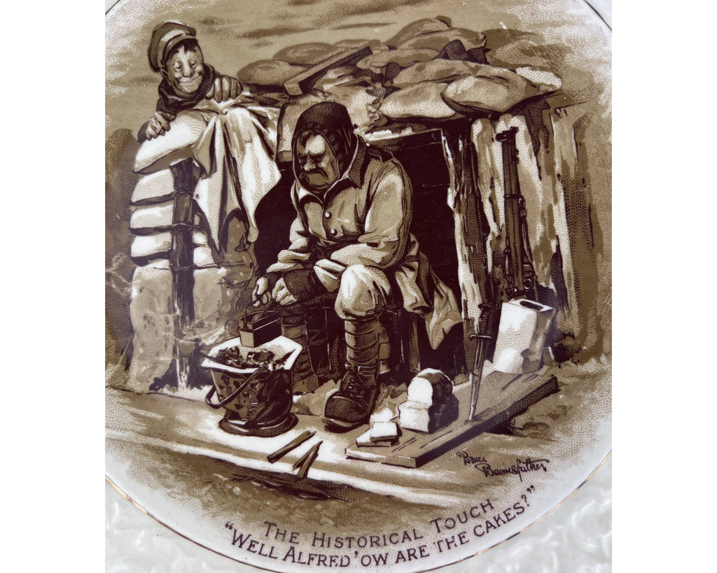 WWI Grimwades Bruce Bairnsfather Old Bill Cartoon Pottery Plate Historical Touch - Poppy's Vintage Clothing