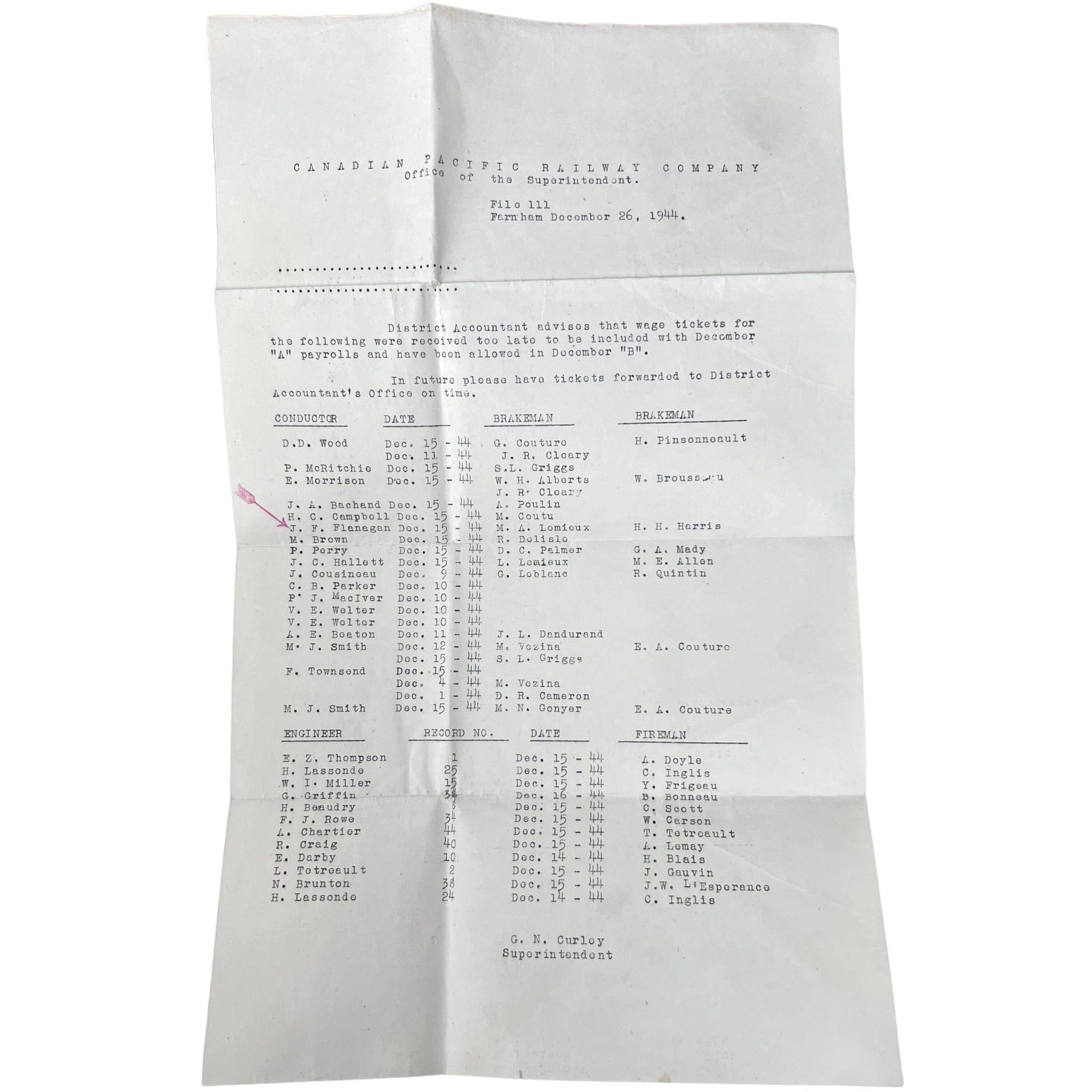 Vintage 1940s CPR Ephemera Lot Canadian Pacific Railway Conductor Forms Memos Tags etc - Poppy's Vintage Clothing