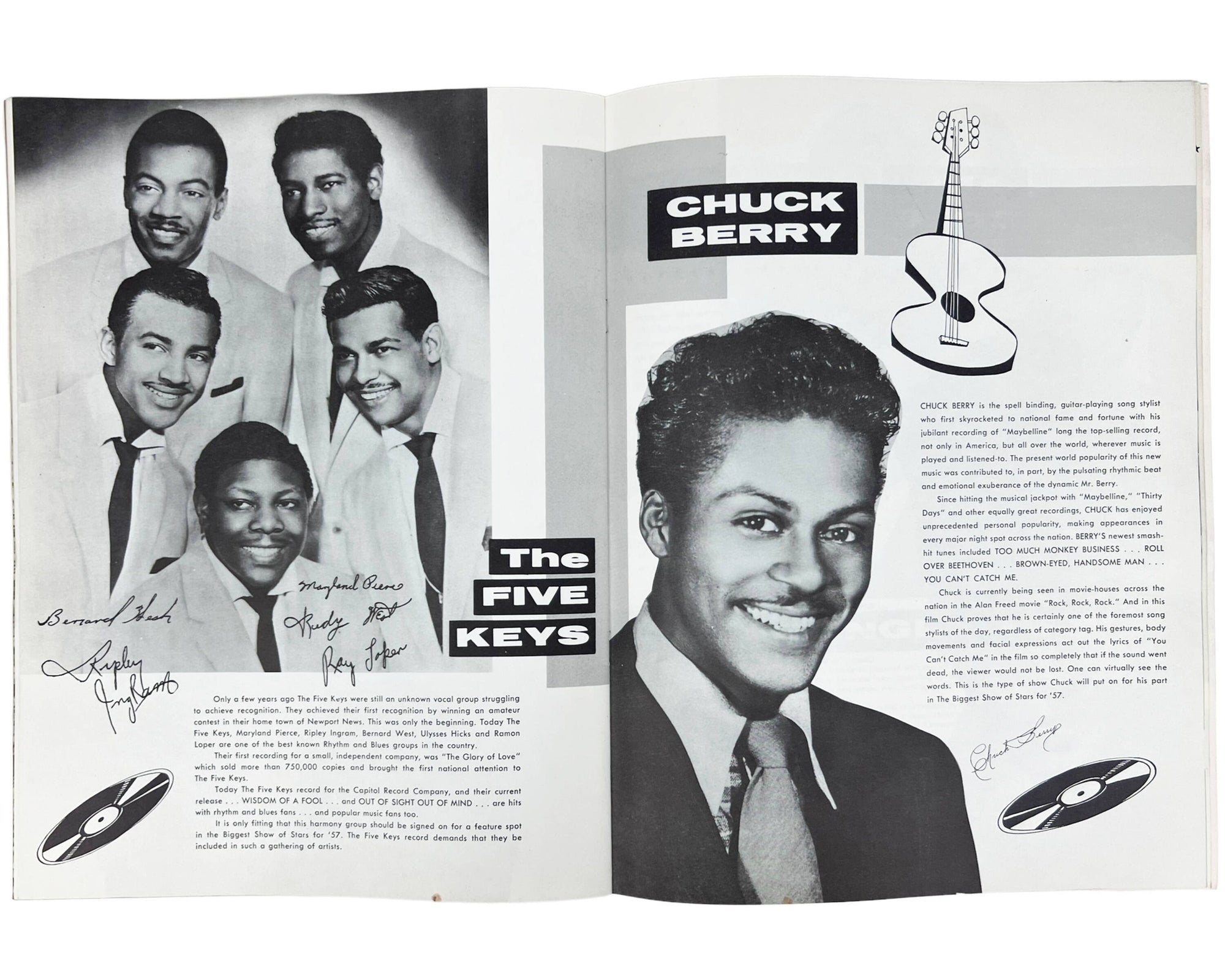 Vintage 1957 Concert Tour Program Biggest Show of Stars for 57 RnR RnB Doo Wop Soul Artists Chuck Berry - Poppy's Vintage Clothing