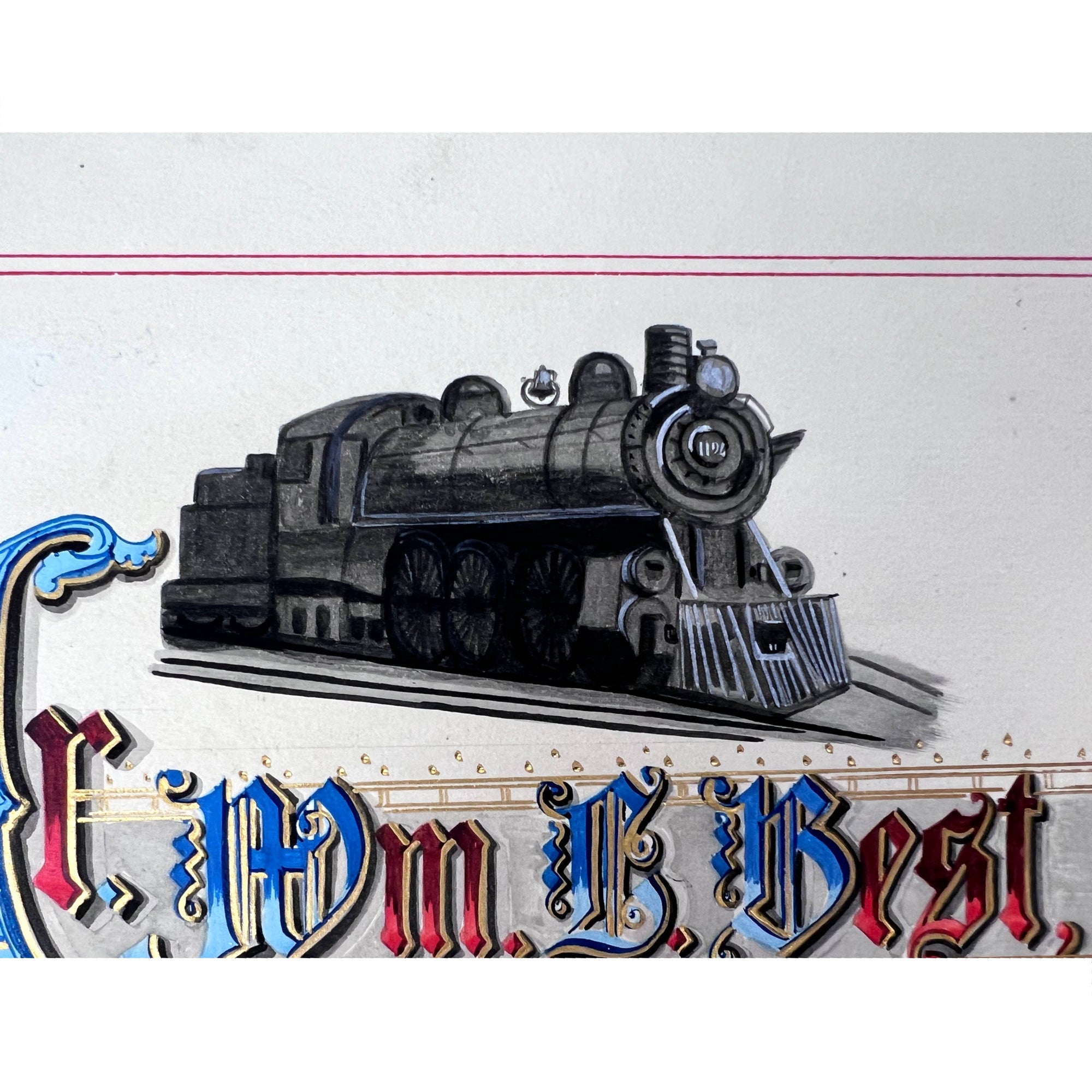 Antique 1910 Brotherhood of Locomotive Firemen and Enginemen Illumination Chapleau Ont Snow Drift Lodge - Poppy's Vintage Clothing