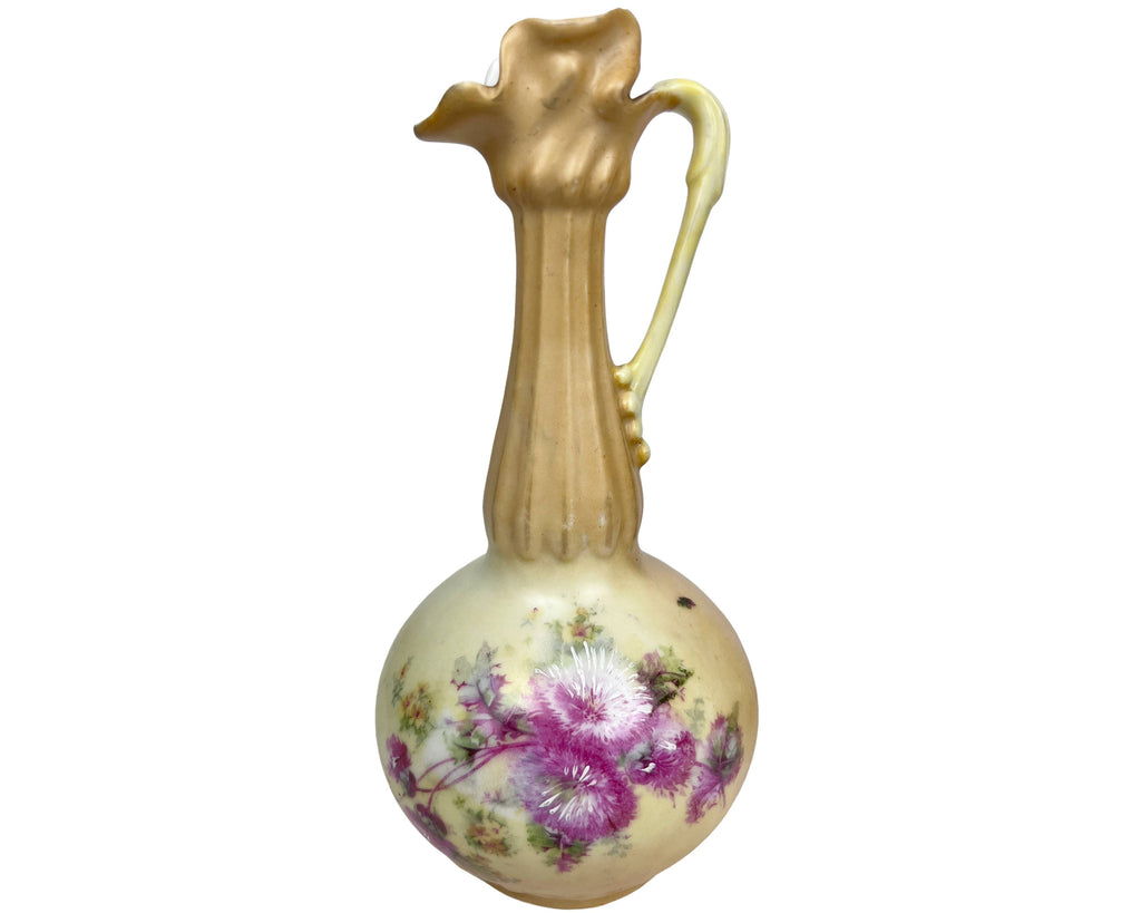 Antique Porcelain Ewer Vase Pair Unmarked German - Poppy's Vintage Clothing