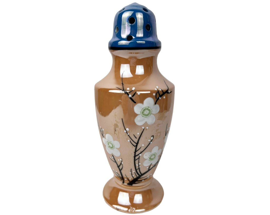 Vintage 1930s MIJ Sugar Shaker Muffineer Enamel Painted Peach Lustre Made in Japan - Poppy's Vintage Clothing