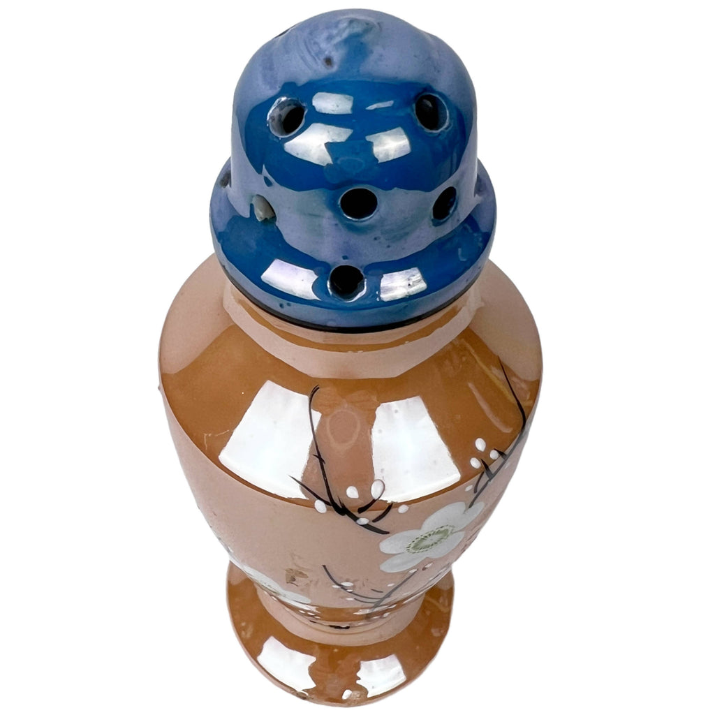 Vintage 1930s MIJ Sugar Shaker Muffineer Enamel Painted Peach Lustre Made in Japan - Poppy's Vintage Clothing