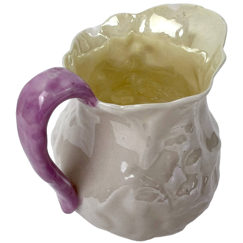 Antique Irish Belleek Lotus Parian Porcelain Creamer 2nd Black Mark aka Bacchus - Poppy's Vintage Clothing