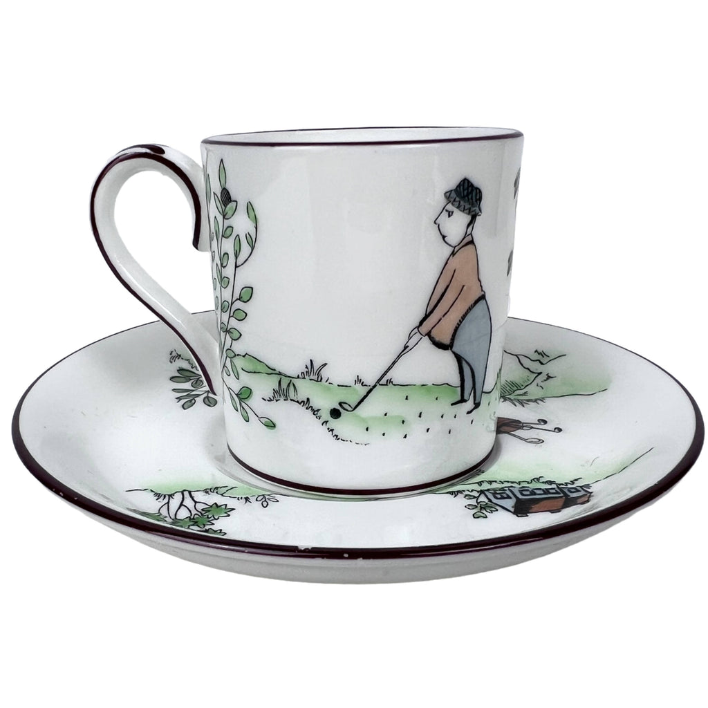 Vintage 1930s Comical Golf Coffee Cup Crown Staffordshire Novelty Bone China - Poppy's Vintage Clothing
