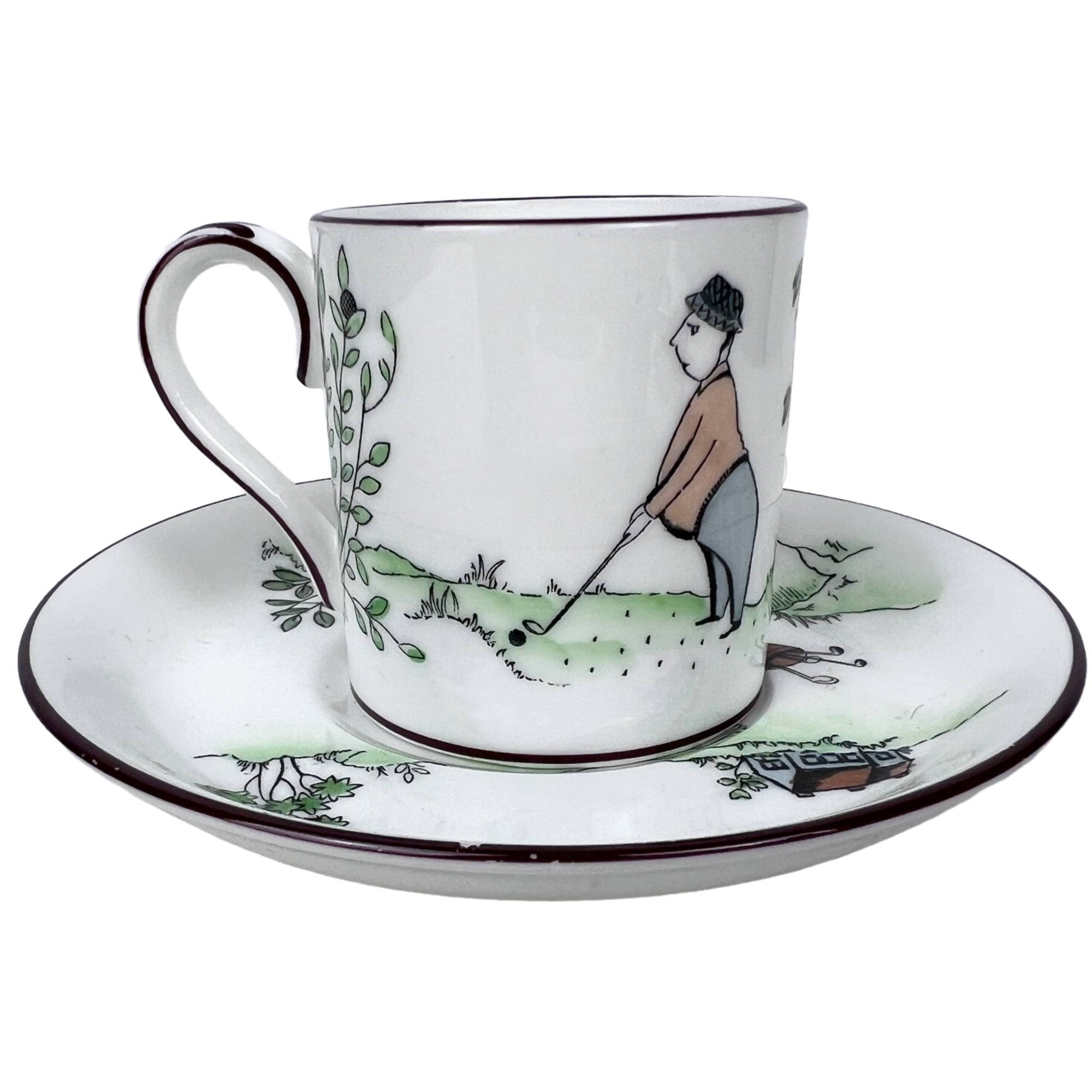 Vintage 1930s Comical Golf Coffee Cup Crown Staffordshire Novelty Bone China - Poppy's Vintage Clothing
