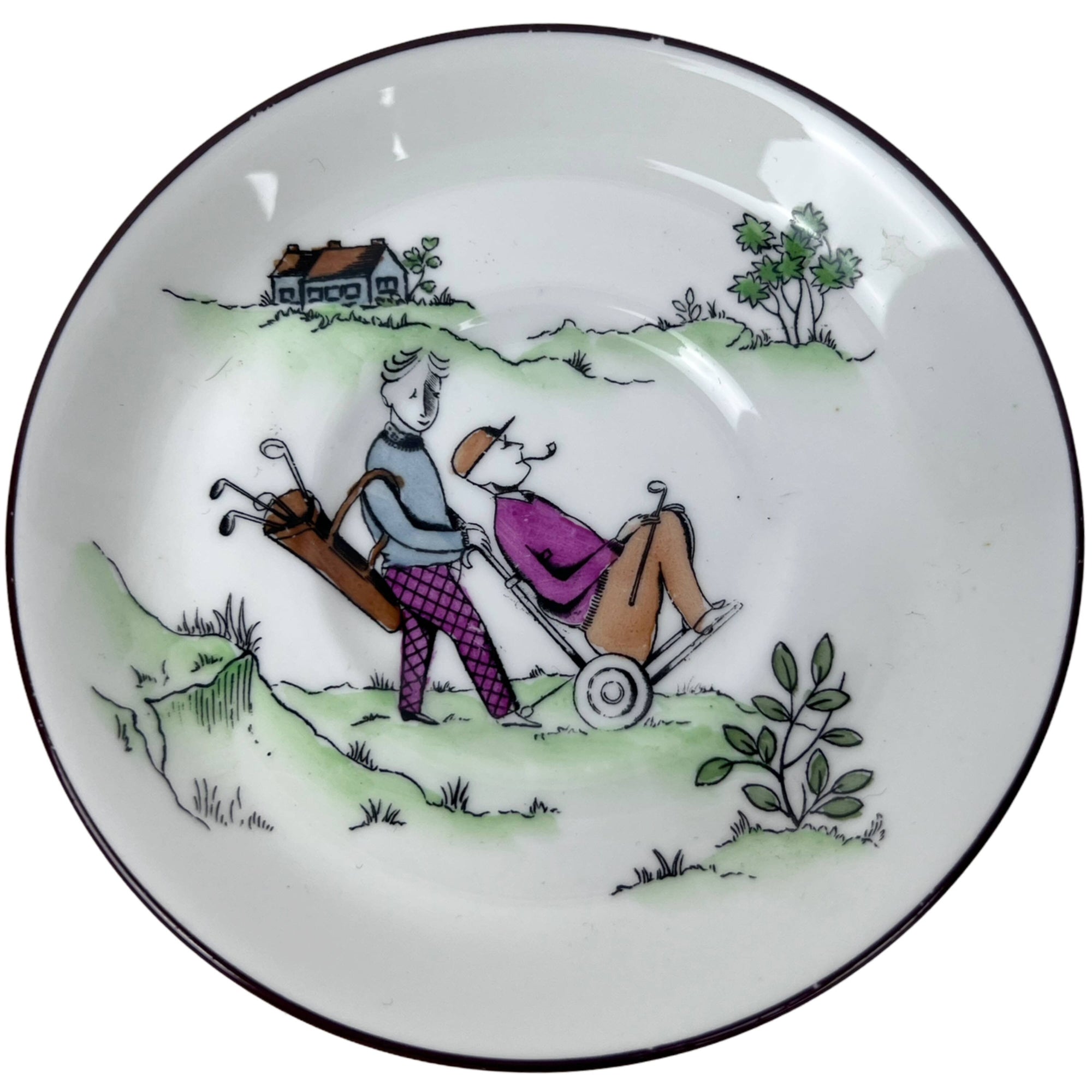 Vintage 1930s Comical Golf Coffee Cup Crown Staffordshire Novelty Bone China - Poppy's Vintage Clothing