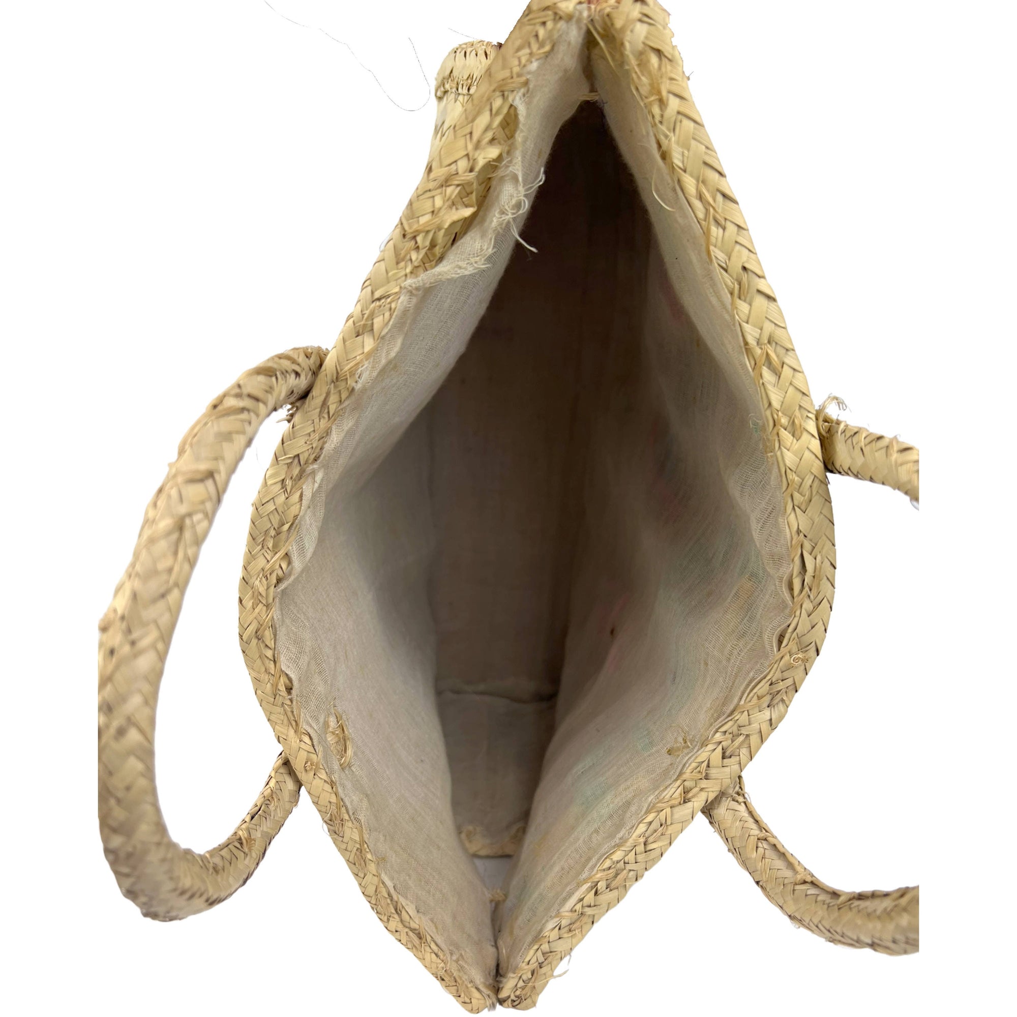 Vintage 1960s Embroidered Straw Tote Large Summer Handbag Purse British Hong Kong - Poppy's Vintage Clothing