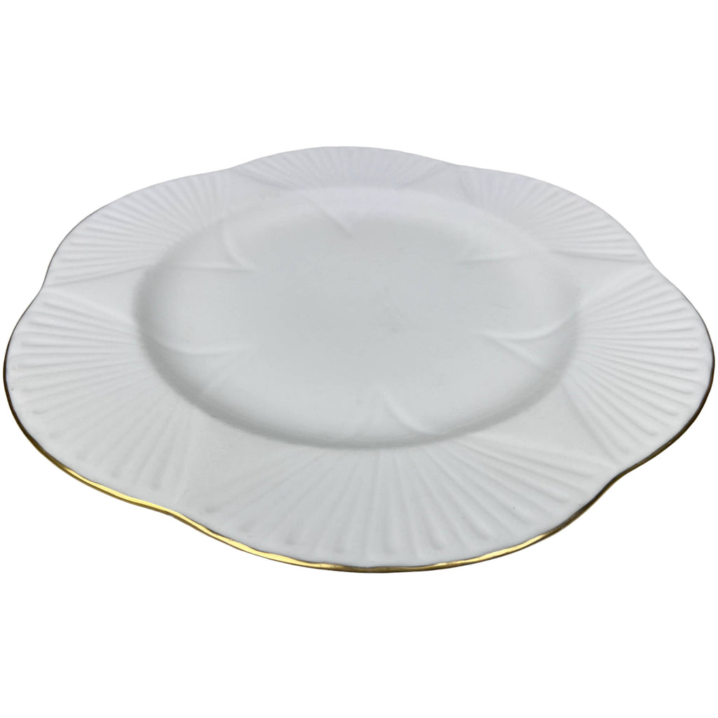 Vintage Shelley Regency Dinner Plate Dainty White & Gold Bone China - Poppy's Vintage Clothing