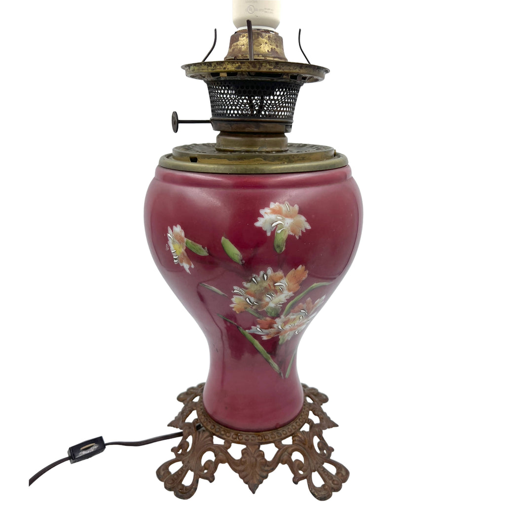 Antique P&A Electrified Kerosene Oil Lamp Plume and Atwood Waterbury Conn - Poppy's Vintage Clothing