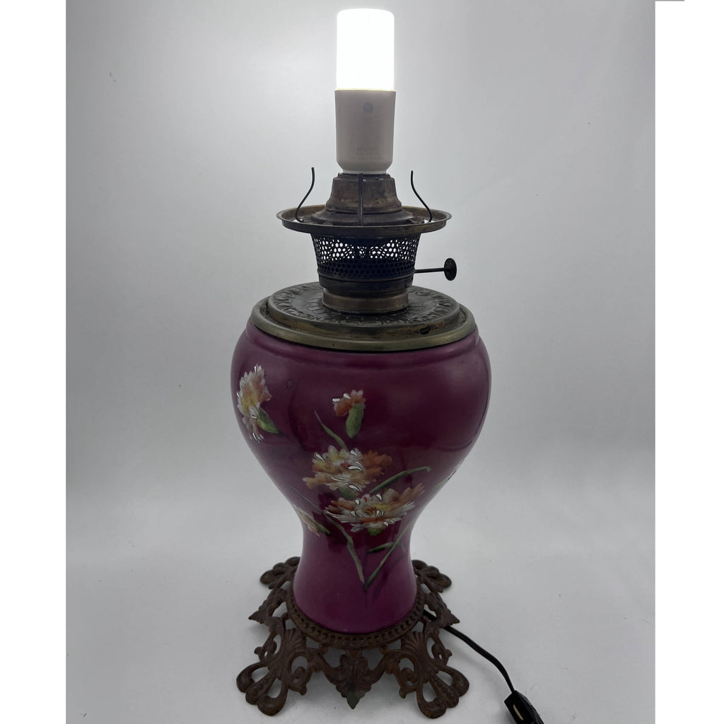 Antique P&A Electrified Kerosene Oil Lamp Plume and Atwood Waterbury Conn - Poppy's Vintage Clothing