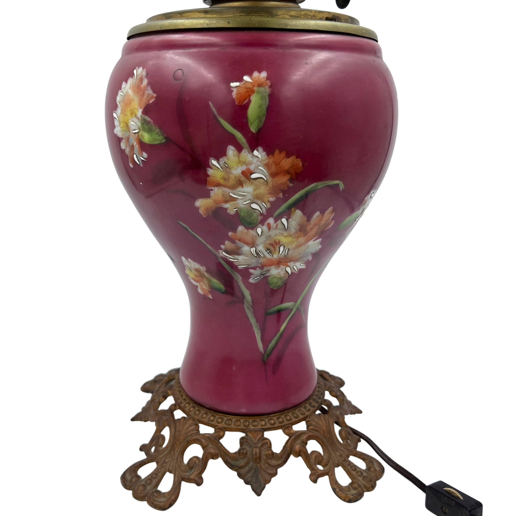 Antique P&A Electrified Kerosene Oil Lamp Plume and Atwood Waterbury Conn - Poppy's Vintage Clothing