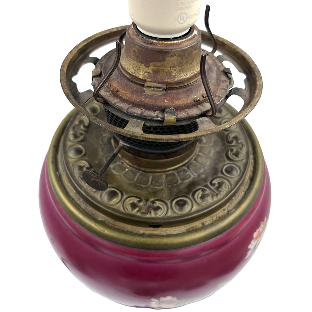 Antique P&A Electrified Kerosene Oil Lamp Plume and Atwood Waterbury Conn - Poppy's Vintage Clothing