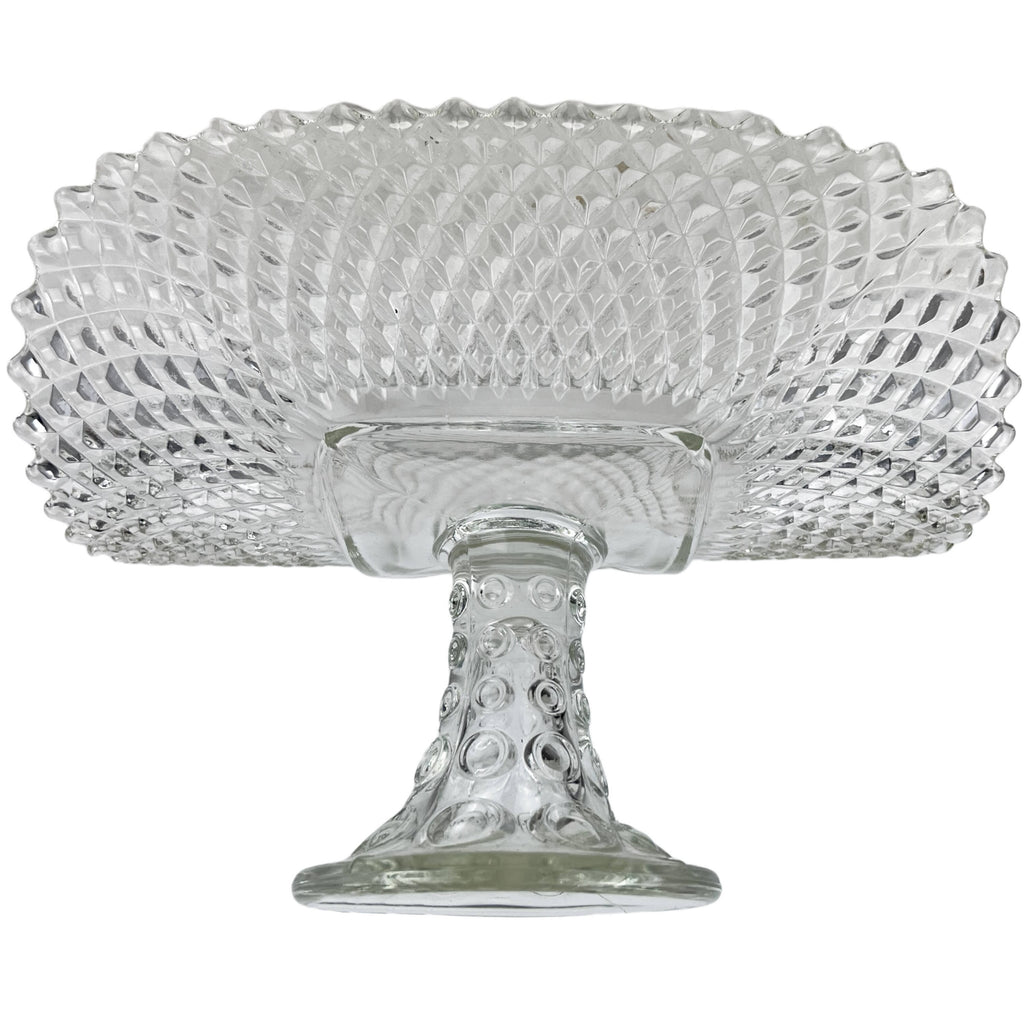 Vintage Pressed Glass Banana Boat U Shaped Cake Stand LE Smith Diamond Point - Poppy's Vintage Clothing