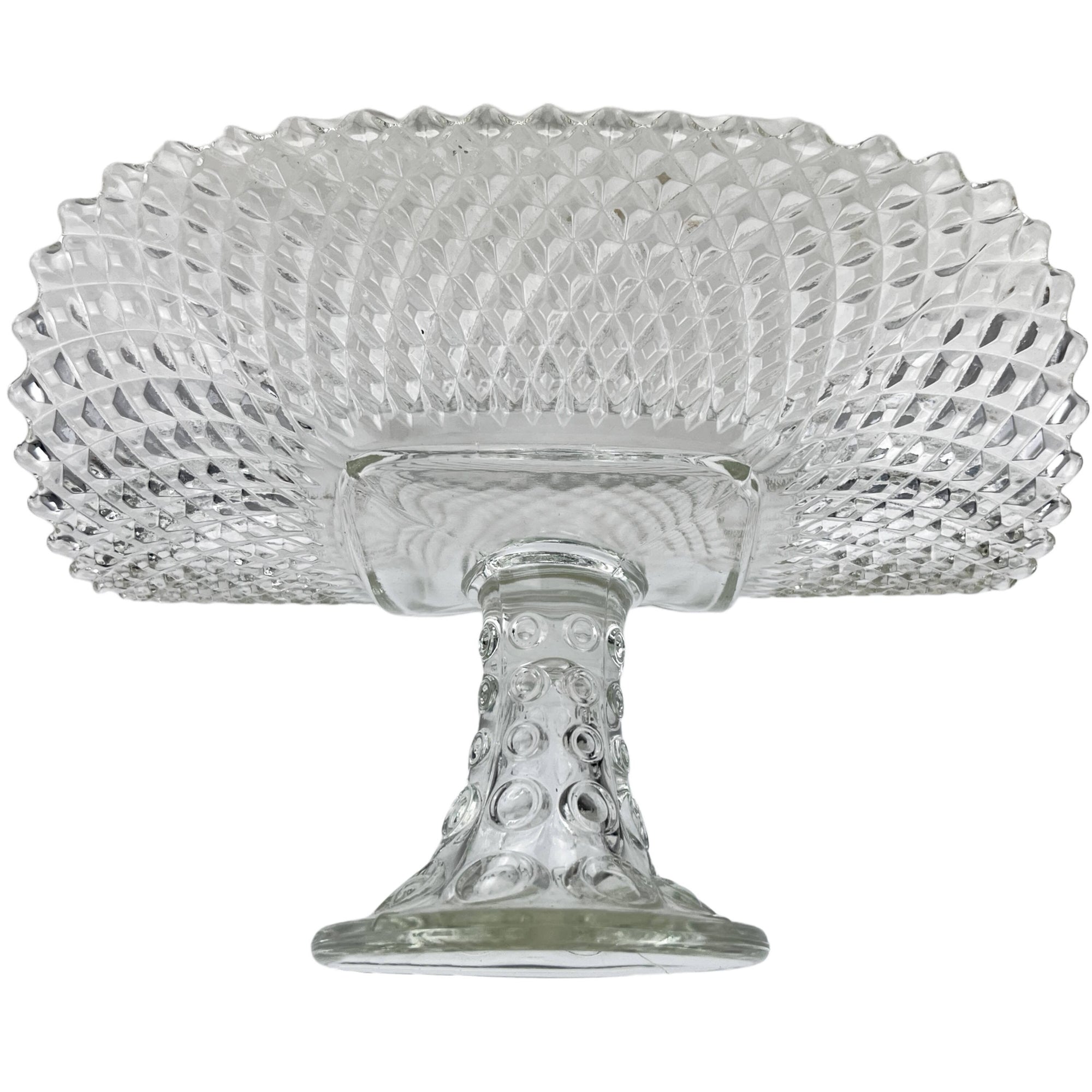 Vintage Pressed Glass Banana Boat U Shaped Cake Stand LE Smith Diamond Point - Poppy's Vintage Clothing