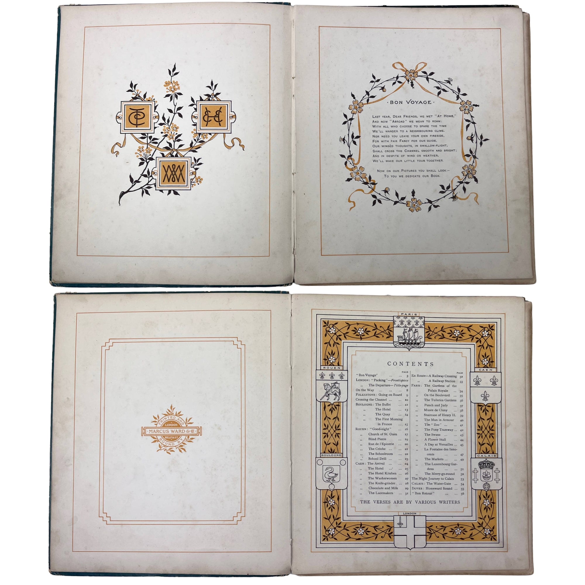 Antique Childrens Illustrated Book Abroad by Thos Crane & Ellen Houghton 1882 - Poppy's Vintage Clothing