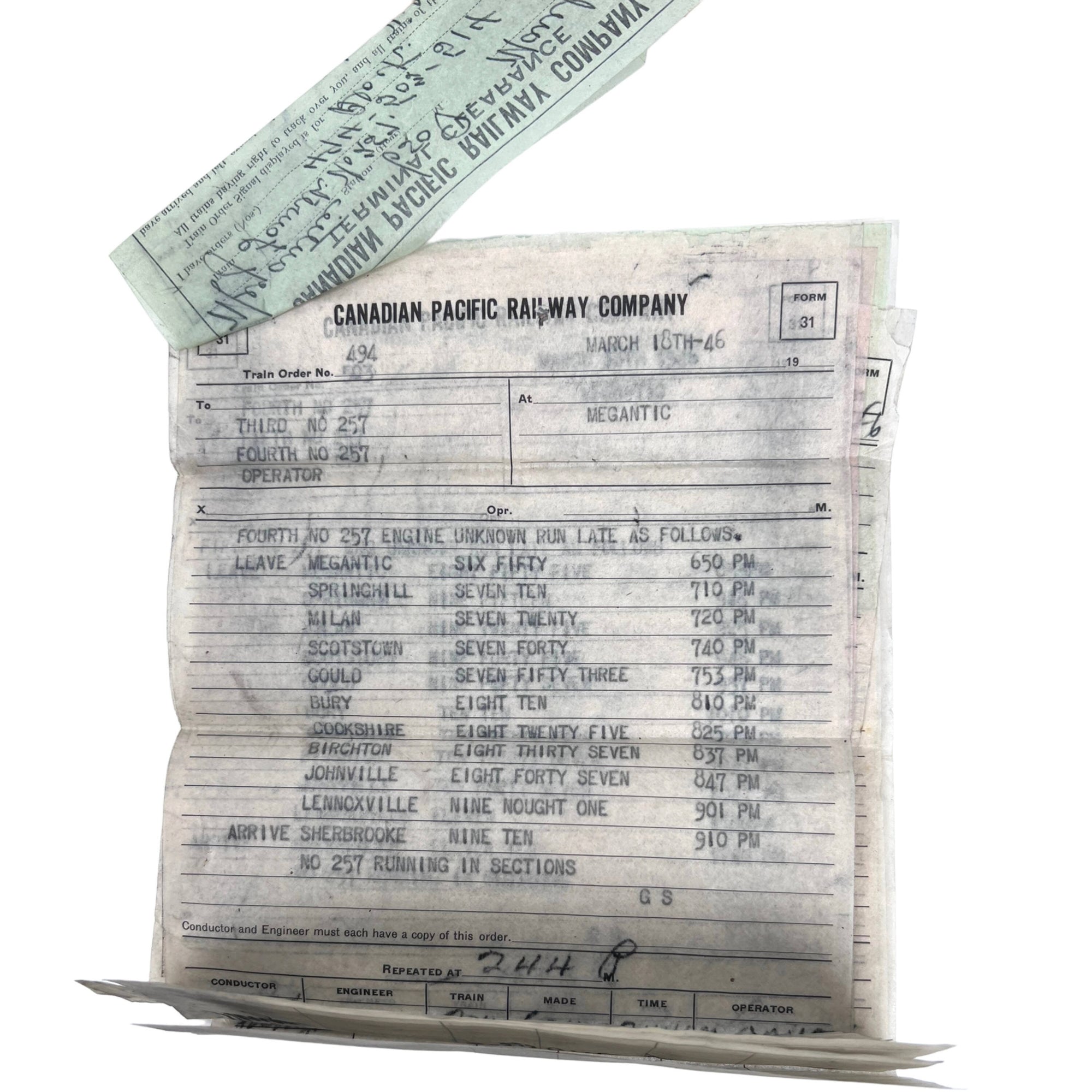 Vintage 1940s CPR Ephemera Lot Canadian Pacific Railway Conductor Forms Memos Tags etc - Poppy's Vintage Clothing