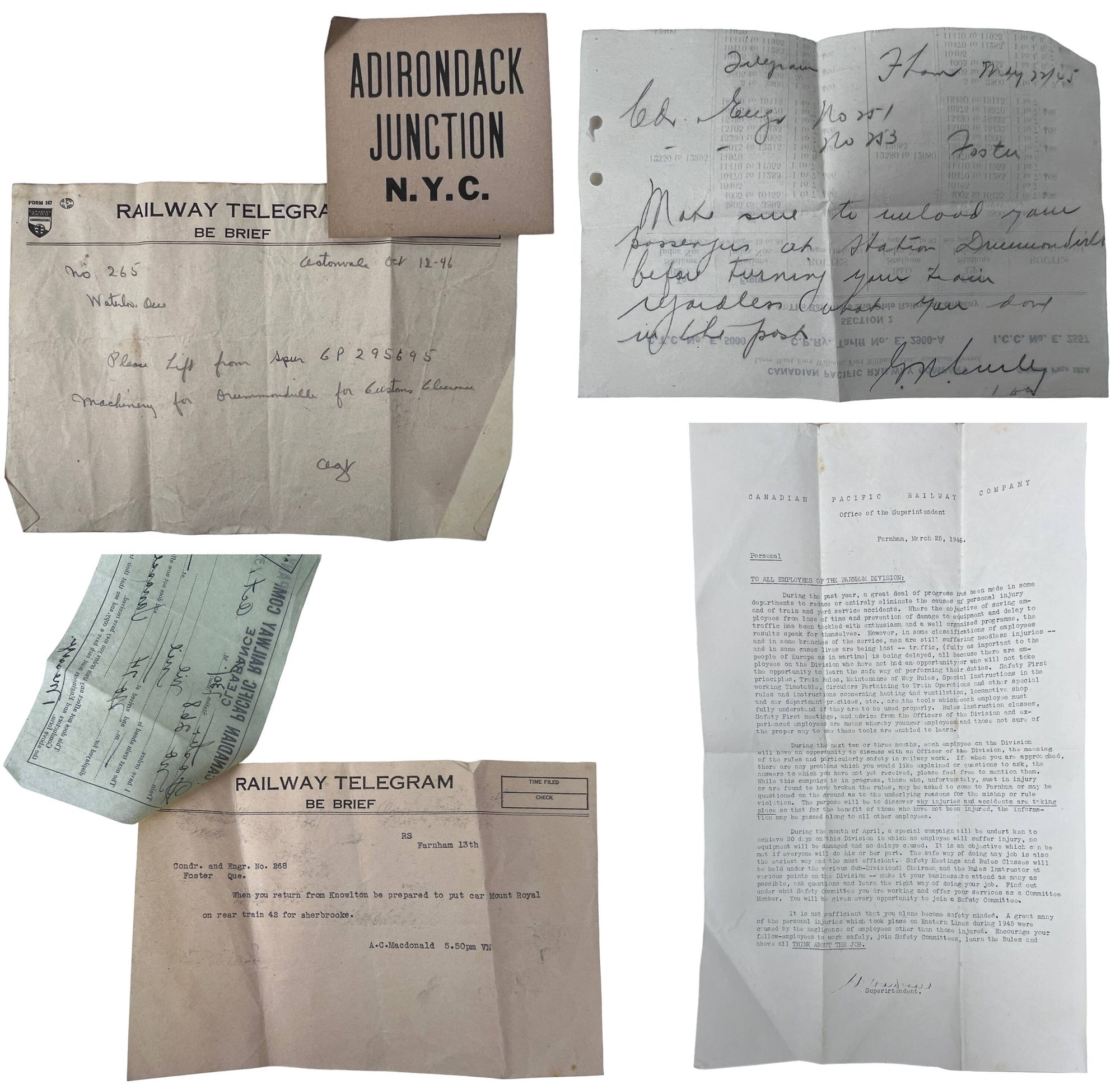 Vintage 1940s CPR Ephemera Lot Canadian Pacific Railway Conductor Forms Memos Tags etc - Poppy's Vintage Clothing