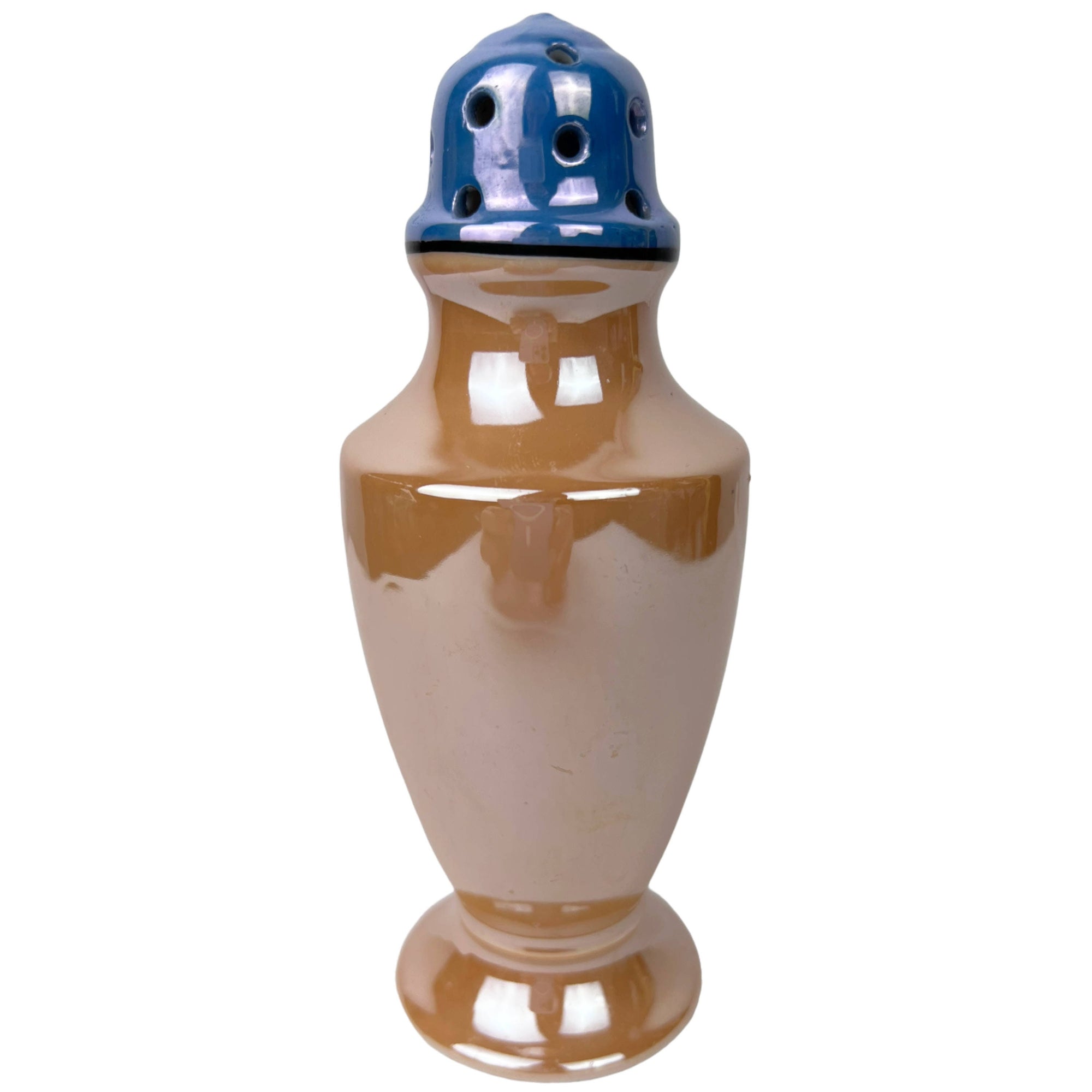 Vintage 1930s MIJ Sugar Shaker Muffineer Enamel Painted Peach Lustre Made in Japan - Poppy's Vintage Clothing