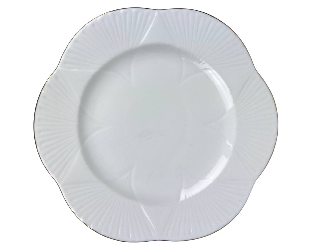 Vintage Shelley Regency Dinner Plate Dainty White & Gold Bone China - Poppy's Vintage Clothing