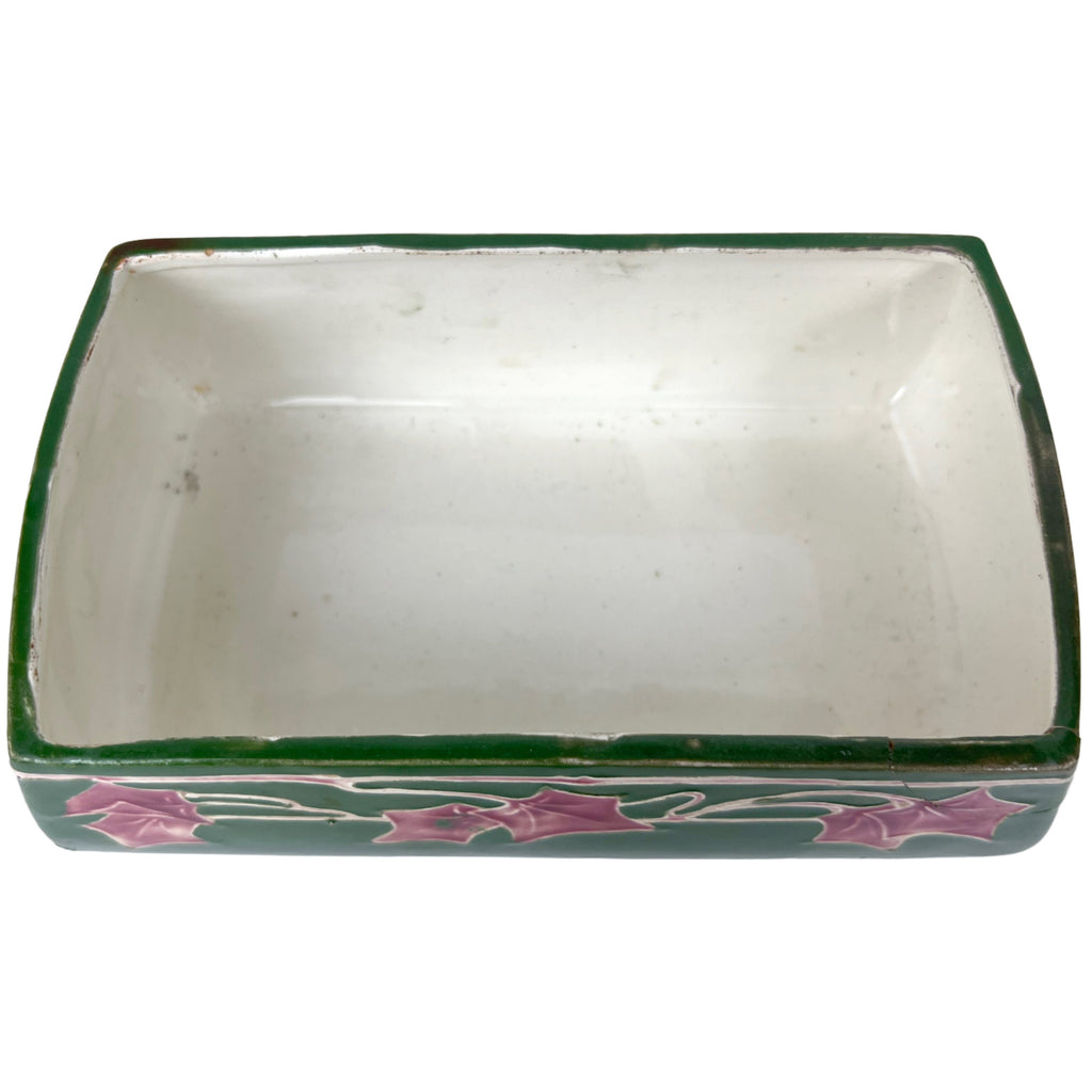 Antique Austrian Majolica Tobacco Humidor Dutch Scene AS IS - Poppy's Vintage Clothing
