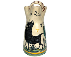 Vintage 1950s 60s Spanish Pottery Pitcher El Loco Bull Sanguino Toledo - Poppy's Vintage Clothing