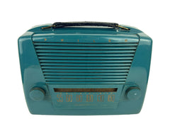 Vintage Philco 411 Portable Tube Radio Green Bakelite Plastic 1949 Turns On - Poppy's Vintage Clothing