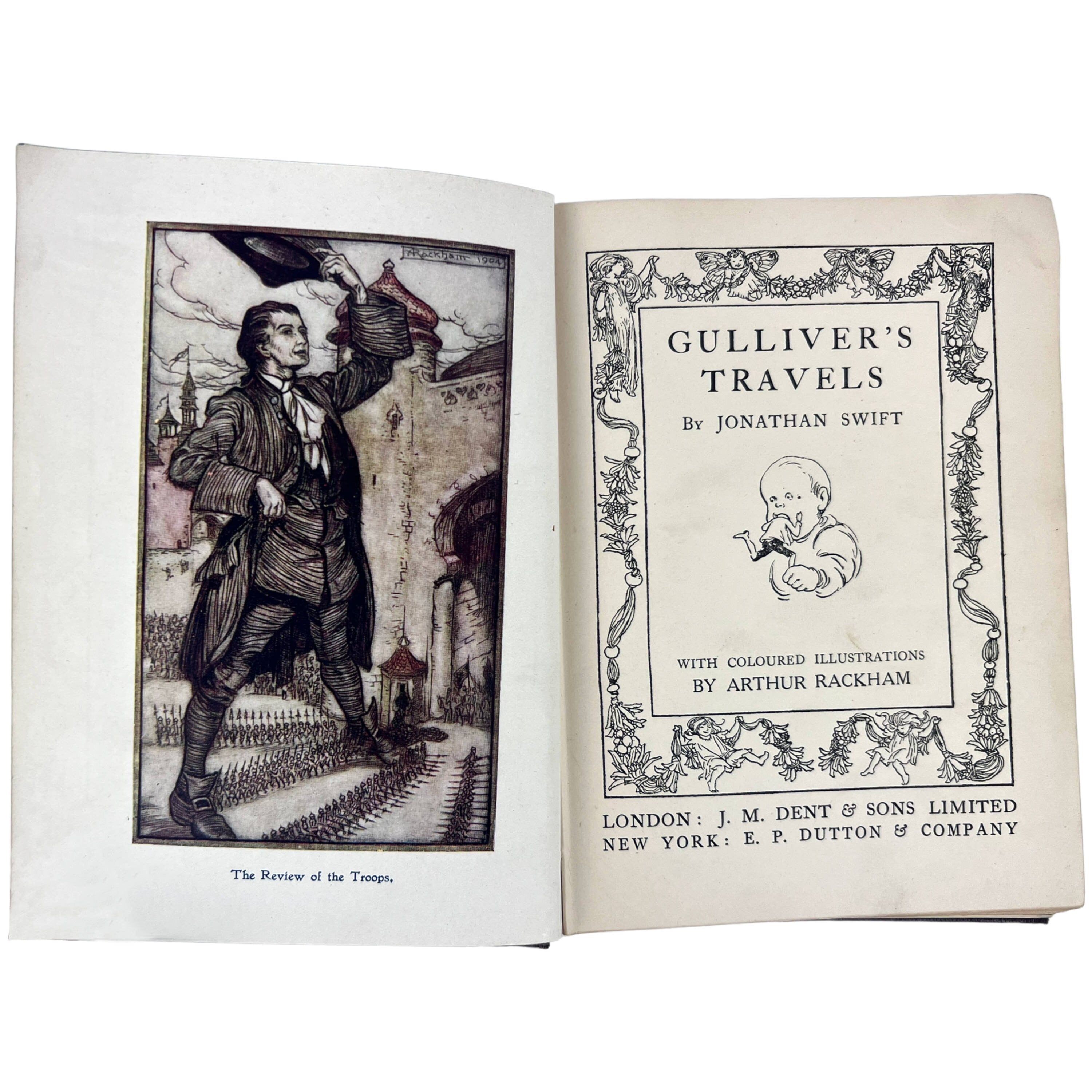 Antique Childrens Book Gullivers Travels Jonathan Swift w Arthur