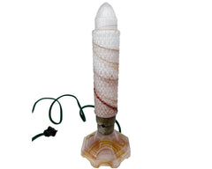 Art Deco Slag Glass Torpedo Boudoir Lamp Bullet Skyscraper Shade - Poppy's Vintage Clothing