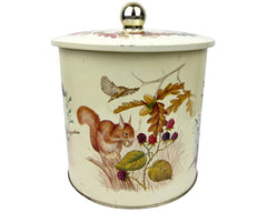 Vintage British Biscuit Cookie Tin Litho Four Seasons w Animals & Moisture Absorbing Lid - Poppy's Vintage Clothing