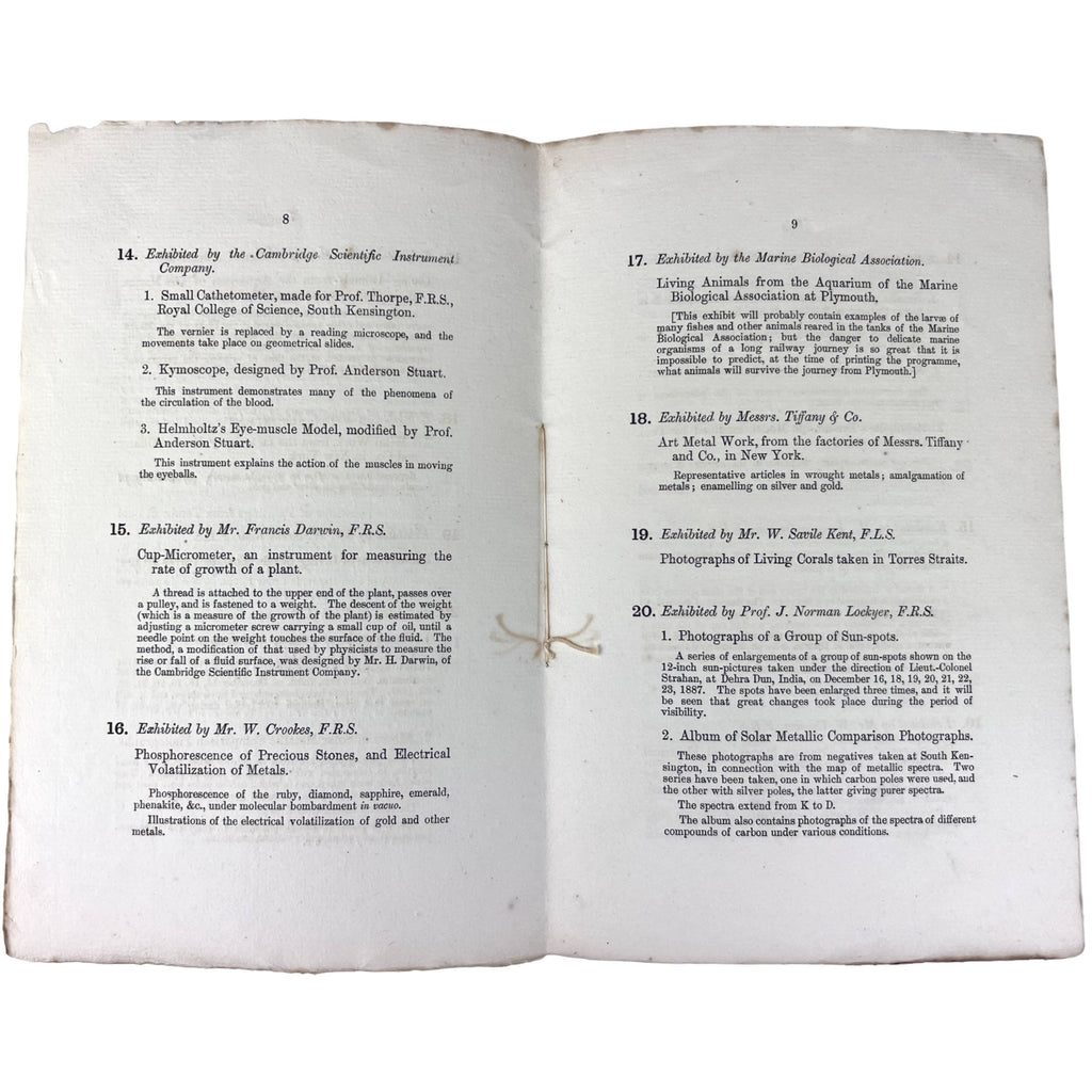 Antique 1891 Catalog of The Royal Society Conversazione Exhibits at Burlington House - Poppy's Vintage Clothing