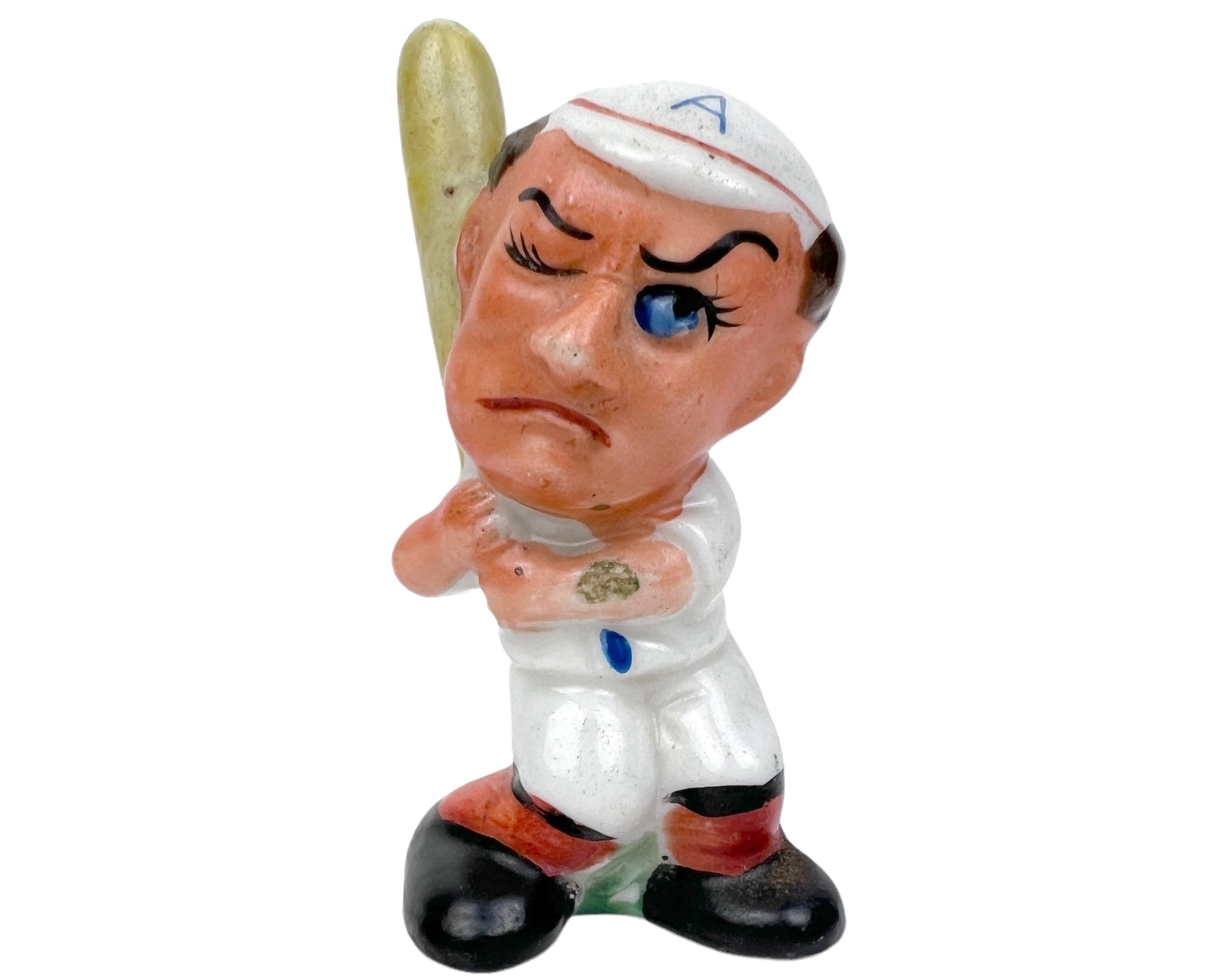 Vintage 1940s Occupied Japan Figurine Baseball Player at Bat - Poppy's Vintage Clothing
