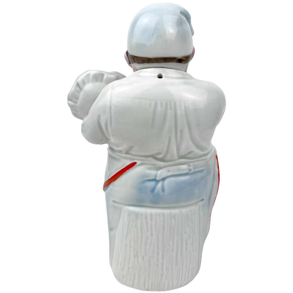 Vintage German Figural Ceramic Bottle Father w Twin Babies Birthrate Commentary - Poppy's Vintage Clothing