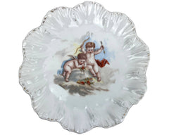 Antique Porcelain Plate with Cupids Transfer Print - Poppy's Vintage Clothing
