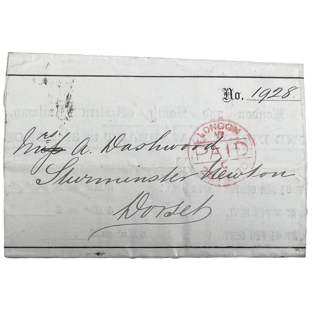 Antique 1869 London & South Western Railway Warrant in Envelope Form - Poppy's Vintage Clothing