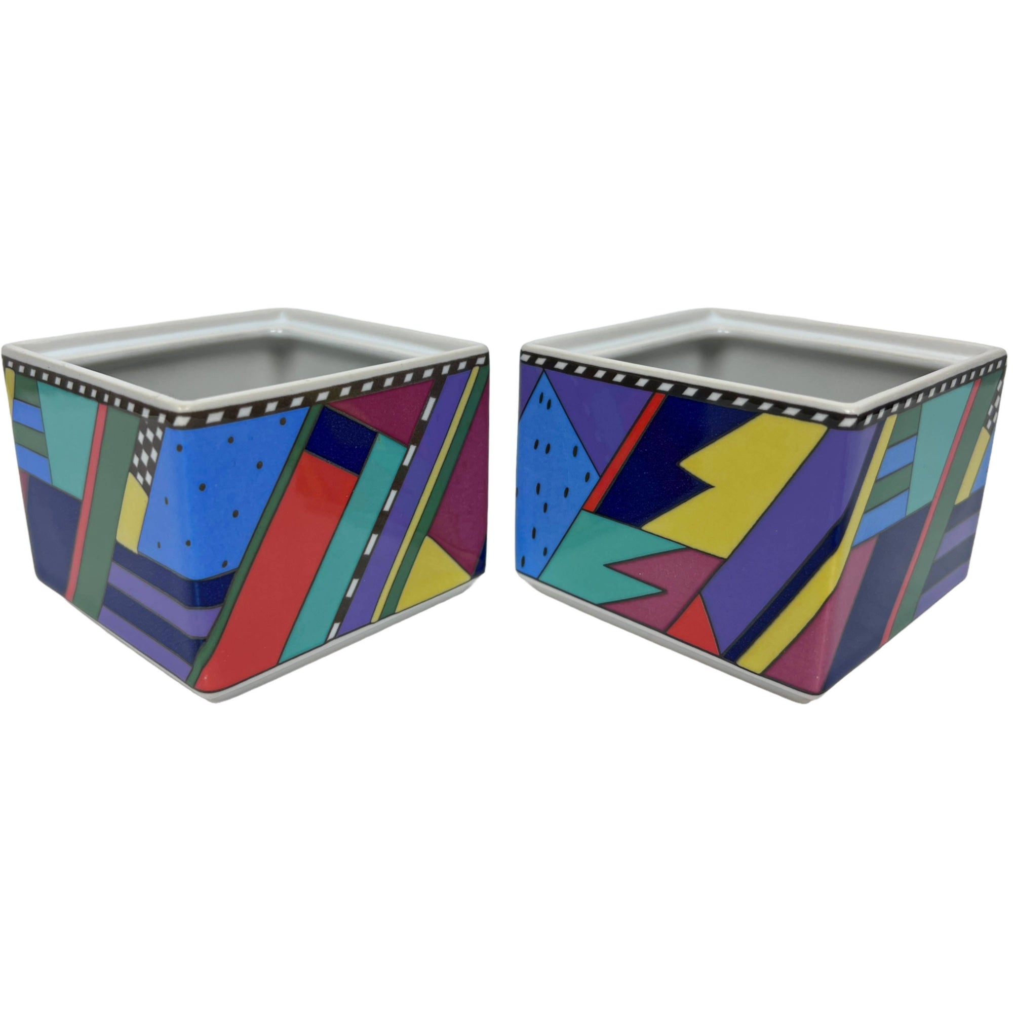 Vintage 1990s Rosenthal Porcelain Memphis Style Metropol Sugar Bowl No Lid Price Per Bowl - Poppy's Vintage Clothing