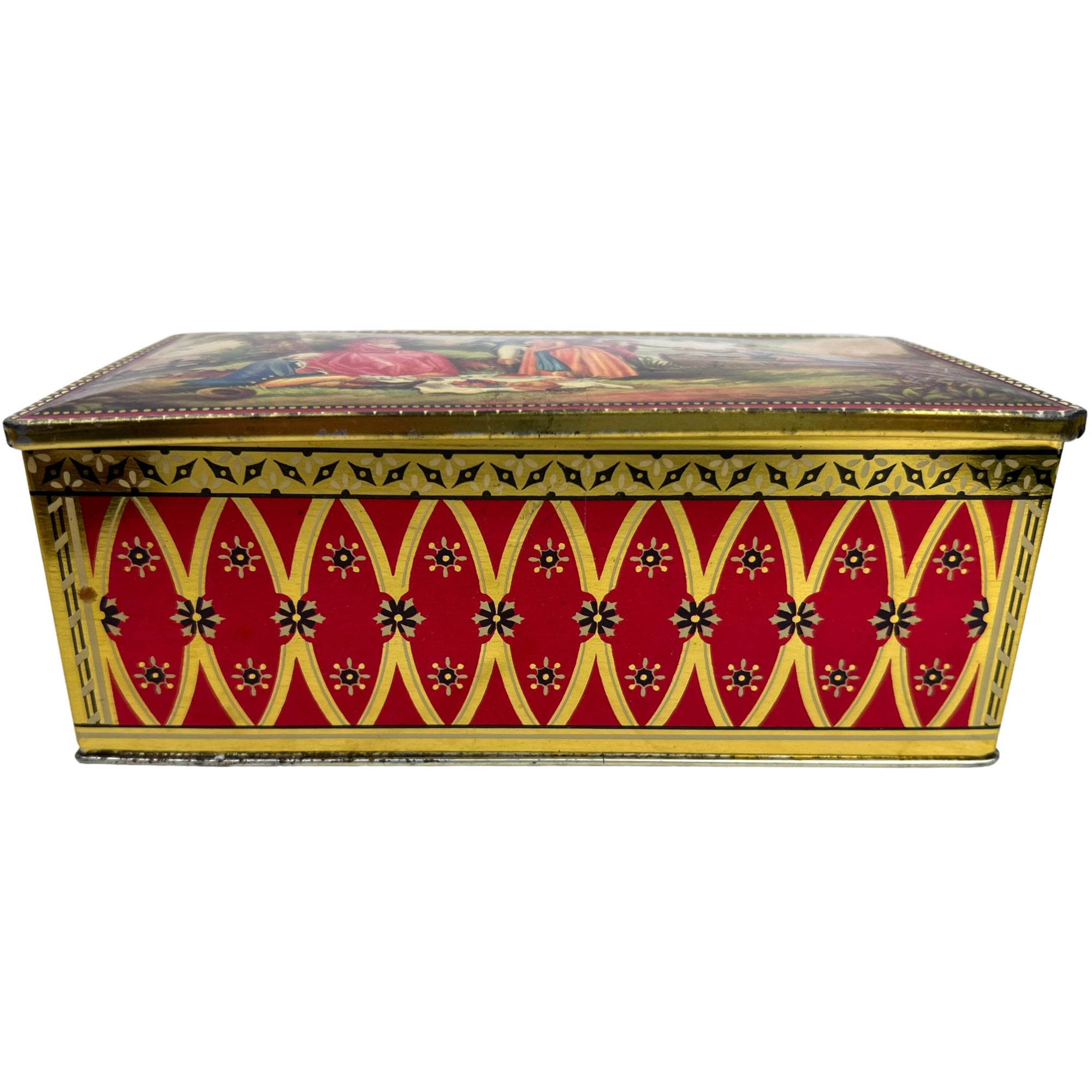 Vintage Clarnico Sweets Tin Litho 18th Century Picnic Scene - Poppy's Vintage Clothing